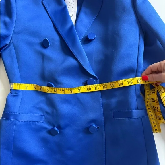 AZ Factory Cobalt Blue Satin Blazer & Mini Skirt Suit Graduation - Picture 8 of 16